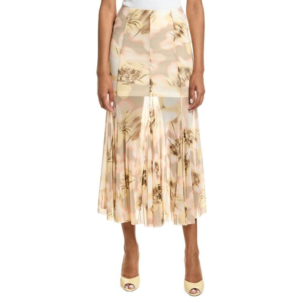 Kenneth Cole Womens  Pull-On Godet Fit & Flare Midi Skirt, Yellow